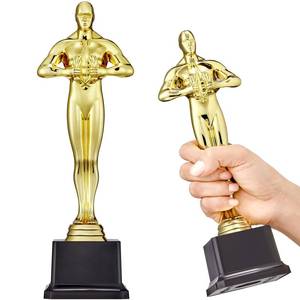 lot 14281 image: Jorpneost 10 Inch Gold Award Statue Trophy, Plastic Golden Award for Party Favors, Event Awards, Movie Night, Home and Office Display