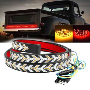 lot 14294 image: 60 Inch LED Tailgate Light Bar Strip, Strobe Tail Light Strips LED Bar Brake Reverse Turn Signal LED Strips, Red and Amber Sequential Lighting, Waterproof Flexible Tailgate Lights for Trucks Pickup Van