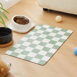 lot 14307 image: Ralxion Checkered Dog Feeding Mat, Absorbent Mats for Dog Food and Water Bowl, Dispenser, Retro Modern Aesthetic Sage Green Checkerboard Pet Placemat for Dogs, Cats, Puppy Accessories, 12in X19in