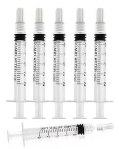 lot 14311 image: 2.5ml Luer Lock Syringe without Needle - 2.5cc Plastic Syringes, Sterile, Individually Sealed, Pack of 20