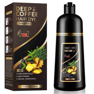 lot 14327 image: 4 in 1 Deep Coffee Hair Dye Shampoo for Gray Hair, Semi-Permanent Instant Hair Color Shampoo for Women and Men, Herbal Ingredients Hair Care, 100percent Grey Coverage 500ml (Dark Brown)