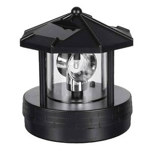 lot 14329 image: LED Solar Powered Lighthouse,360 Degree Rotating Lamp Waterproof Statue Rotating Lights for Garden Yard Outdoor Decor