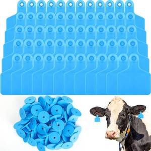 lot 14336 image: Lothee 100 Pcs Blank Cattle Ear Tags Large Plastic Precision Animal Identification Blank Livestock Ear Tags for Cattle Cow Horse Dog Pig Goat Sheep Farm Management (Blue)