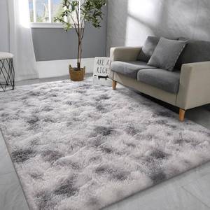 lot 19406 image: Hutha 5x8 Large Area Rugs for Living Room, Super Soft Fluffy Modern Bedroom Rug, Tie-Dyed Grey White Indoor Shag Fuzzy Carpets for Girls Kids Nursery Room Home Decor