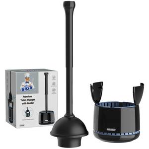 lot 19413 image: MR.SIGA Toilet Plunger with Holder, Heavy Duty Toilet Plunger and Holder Combo for Bathroom Cleaning, Black