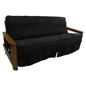 lot 19417 image: Blazing Needles Solid Microsuede Double Corded 8in to 9in Futon Slipcover, Full, Black
