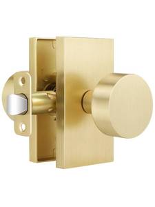 lot 19419 image: EHOMEWARE Gold Door Knob 1 Pack, Soft Satin Brass Door Handle Interior No Lock, Modern Closet Door Lever, Keyless Passage Door Handle, Indoor Door Knob for Hall, Reversible for LeftRight Sided Doors
