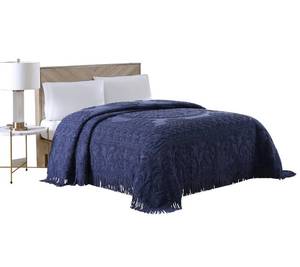 lot 19427 image: Beatrice Home Fashions Medallion Chenille Bedspread, Queen, Navy