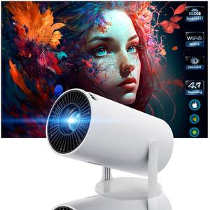 lot 19430 image: Mini Projector with Wifi and Bluetooth Proyector Porttil 4k with Android 11 180 °Adjustable Keystone Correction,Phone Projector is Suitable for Smart Projector used on wall, room, bedroom, outdoor