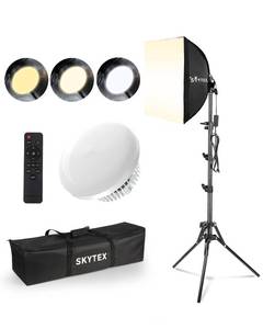 lot 19439 image: Skytex Softbox Lighting Kit 16x16in Soft Box 1Pack Upgrade 135W 2700-6400K 100V-240V E27 LEDBulb Continuous Photography Lighting,Photo Studio Light Equipment for Camera Shooting Video Recording (Open Box, May Be Missing Pieces )