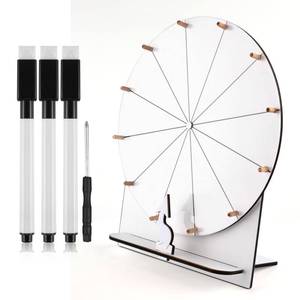 lot 19471 image: NQEUEPN Wooden Spinning Wheel, 11.4inch Prize Wheel Spinning Prize Wheel Tabletop Spinner Raffle Wheel Roulette Wheel for Fortune Game Prizes Carnival Trade Show (White)