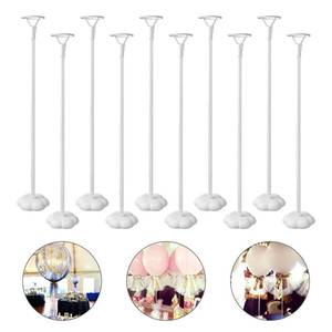 lot 19473 image: Sakolla 10 Sets Balloon Stick Stand, Holder with Base for Table Desktop Centerpiece, Birthday Party, Wedding, Baby Shower and Anniversary Decoration (15.7 inch White)