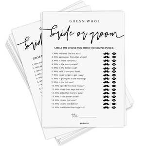 lot 20204 image: GardenCity Guess Who Bride or Groom, Bridal Shower Games for 50 Guests, Minimalist