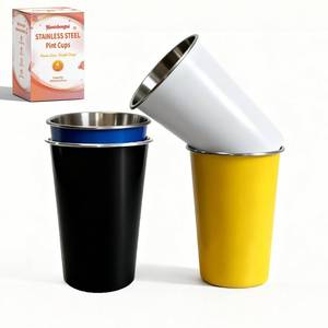 lot 20206 image: HAMIZHONGTAI 4 Pack Stainless Steel Cups 16oz - Colorful Stackable Shatterproof Metal Cups and stainless steel tumbler, Reusable BPA-Free Metal Drinking Cups for Camping, Travel, Outdoors