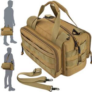 lot 20208 image: MOZETO 12 inch Tool Bag, Water-Resistant Small Tactical Tool Bag, Durable Handle Tool Bags for Men with Shoulder Strap (Brown)