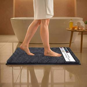 lot 20212 image: MAYSHINE Small Plush Shaggy Chenille Bath Mat 23inx14in Extra Soft, Super Absorbent, Non-Slip Bathroom Rug  Fluffy Microfiber, Area Rug Sets for Bathroom Floor, Kitchen, Living Room Charcoal Gray