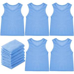 lot 20214 image: Sintege 12 Pcs Soccer Pinnies Pennies Jersey Scrimmage Vest Sports Practice Jersey Mesh Basketball Vest for Youth Adult Kids (Small,Sky Blue)
