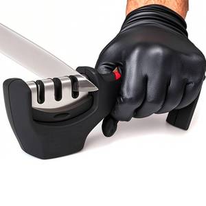 lot 20220 image: 4-in-1 Knife Sharpener 3-Stage Knife Sharpener Helps Repair Restore Best Kitchen helper Really Works, Black