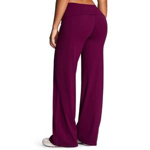 lot 20230 image: Aoxjox Womenfts Workout Athlenza Fold Over Waist Straight Leg Bottoms Lumastretch Gym Yoga Pants 35in (Burgundy, Large)