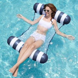 lot 20244 image: SLOOSH Strip Type Hammock Pool Floats Adults, 4-in-1 Multi-Purpose Inflatable Pool Floaties PVC Water Hammock Lounge (Strip- Navyblue)