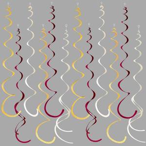 lot 20251 image: 36 Pcs Maroon Gold Hanging Swirl Decorations Glitter Gold Burgundy Beige Felt Swirl Streamer Spiral Ceiling Garland for Birthday Graduation Wedding Baby Shower Retirement Anniversary Garnet Party