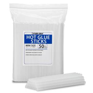 lot 20265 image: Parlora Hot Glue Sticks, Mini Size, 6in Long x .27in Diameter, 50 Count, Clear, for Kids Adults DIY Art Craft Gluing Repairing Sealing Festival Home Decoration