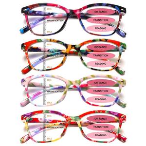 lot 20283 image: CLASAGA Progressive Multifocus Reading Glasses for Women Pattern Print Blue Light Blocking Spring Hinge Computer Multifocal Ladies Readers(4 Mix Color, 2.75, x)