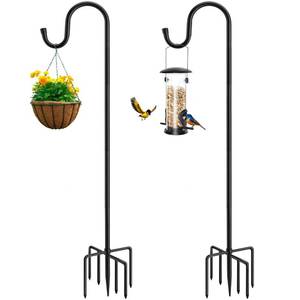 lot 20297 image: MIUVIBENI Shepherds Hooks for Outdoor with 7 Base Prongs, 72 Inches Heavy Duty Garden Bird Feeder Pole for Hanging Bird Feeder, Plant Baskets, Solar Light Lanterns, Outdoor Plant Hanger Hook,2 Packs