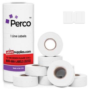 lot 20311 image: Perco 1 Line White Labels - 8,000 Blank Price and Date Gun Labels for Perco Lite, X, Plus and Pro 1 Line Price and Date Guns- 8 Rolls, 1 Sleeve - Made in USA