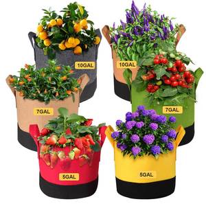 lot 20325 image: SouilGoal 6-Pack 5710 Gallon Grow Bags - 350G Heavy Duty Fabric Pots with Handles, Multi-Size Planter Bags for Potatoes Tomatoes Vegetables Fruit Flowers Herbs