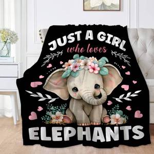 lot 20330 image: Elephant Blanket Elephant Gifts for Women Girls Just A Girl Who Love Elephants Soft Flannel Throws Cozy Lightweight Blankets for Couch Bed Sofa Small 5040in for KidChild
