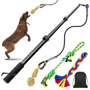 lot 20331 image: Ycozy Flirt Pole for Dogs Heavy Duty Interactive Toys Tug of War with Detachable 3 Replacement Rope Toys for Chase and Outdoor Exercise and Training for Small Medium Large Dogs (Pole - 40.6in)