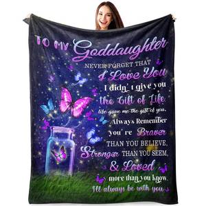 lot 20350 image: Atokker Goddaughter Gifts from Godmother Blanket, First Communion Gifts for Girls, 1st Communion Gifts for Girls, Baptism Gifts for Girl, Perfect for Goddaughter Throw Blanket 60in50in