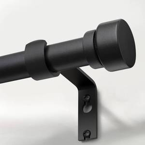 lot 20356 image: Lootkell Modern Matte Black Curtain Rods for Windows 16 to 60 Adjustable Length Heavy Duty 1in Diameter Window Curtain Rod with Solid Metal Finials for Outdoor Farmhouse Bedroom Kitchen Living Room