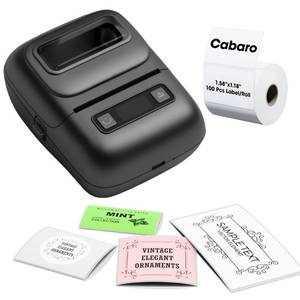 lot 20365 image: cabaro Label Maker Machine with Tape, 2 Inch Bluetooth Thermal Label Printer, Portable Inkless Sticker Printer for Small Business Office School Home, Barcode Address Logo Labeler for Phone, Black