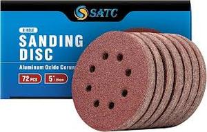 lot 6254 image: SATC Aluminum Oxide Corundum 8-Hole Sanding Discs 72-Pack