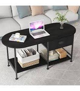 lot 11018 image: 37-Inch Oval Small Coffee Table with Storage