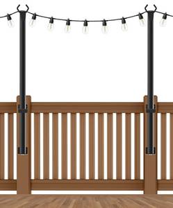lot 1876 image: Beizelte 2 Pack 5Ft String Light Poles,Outside String Lights,Outdoor Light Poles,Metal Poles Stand for Patio,Backyard,Deck