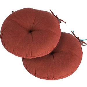 lot 1898 image: Magpie Fabrics Outdoor 15x15x4 Round Bistro Seat Cushions with Ties Set of 2, Tufted Waterproof Patio Floor Chair Pads for Home Garden Balcony Kitchen Office Porch, Dark Red