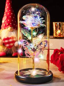 lot 1903 image: Mothers Day Flowers Gifts for Mom Women Birthday Gift, Galaxy Glass Rose Forever Eternal Crystal Rose in Glass Dome with Butterfly Mothers Day Roses Gifts for Mom Daughter Wife Women Grandma Colorful