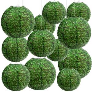 lot 1904 image: ROCEEI 12 Pcs Boxwood Hanging Paper Lanterns Back to School Hanging Decorations First Day of School Round Green Paper Lanterns for Celebrating Welcome Back to Classroom Supplies, 8, 10, 12 Inches