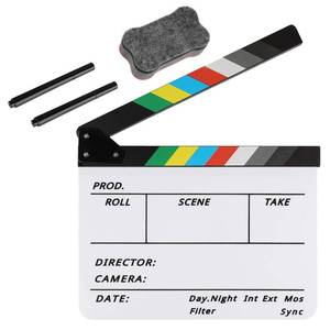 lot 1905 image: Zacro Acrylic Film Clapboard -12 x 10in Plastic Film Clapboard Cut Action Scene Clapper Board with a Magnetic Blackboard Eraser and Two Custom Pens