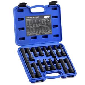 lot 1817 image: Orion Motor Tech 16pc Locking Lug Nut Master Key Set, SAE & Metric Wheel Lock Removal Kit for Removing Locking Spline Star Hex and Fluted Hex Lug Nuts, Lug Nut Remover Set for Mechanics and More