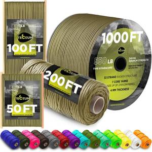lot 1823 image: TECEUM Paracord Type III 550 Coyote Brown �� 1000 ft �� 4mm �� Tactical Rope MIL-SPEC �� Outdoor para Cord ��Camping Hiking Fishing Gear and Equipment �� EDC Parachute Cord �� Strong Survival Rope 012