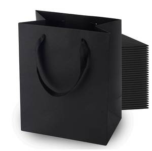 lot 1916 image: MOXARYSU Black Gift Bags With Handles 8x5x10 Inch 50pcs Black Paper Bags Medium Bulk For Party Shopping Birthday Wedding (M, 50)