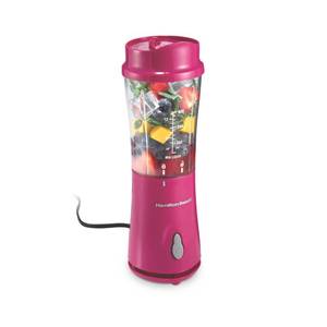 lot 1922 image: Hamilton Beach Portable Blender for Shakes and Smoothies, 14 Oz BPA Free Travel Cup & Lid, Durable Stainless Steel Blades, Personal Smoothie Blender, Raspberry, 51131G
