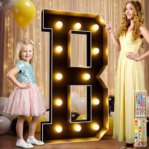 lot 1856 image: Ledido 34 Colors Marquee Letters 4 Feet Tall with Remote, Easy to Assemble 4FT Marquee Light Up Letters, Large Black Letter for Birthday Graduation Wedding Events Party Decorations, Light Up Letter B