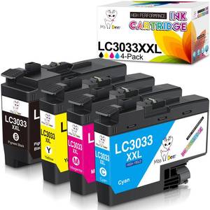 lot 2024 image: Miss Deer LC3033 BKCMY Ink Cartridges, Upgraded Compatible Replacement for Brother LC 3033 XXL LC3033XXL LC3033BK LC3035XXL LC3035 High Yield for MFC-J995DW MFC-J805DW MFC-J815DW Printer 4-Pack