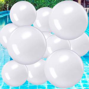 lot 2026 image: Sinmoe 12 Pieces Large gaint Inflatable White Beach Ball Bulk Solid Swimming Pool Floating Blow up Ball DIY Paint Craft for Boys Girls Hawaii Luau Birthday Beach Summer Party(12 Inch,White)