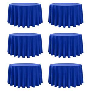 lot 1866 image: Dailyset 6-Pack Royal Blue Round Tablecloths, 120 Inches, Stain-Resistant Polyester for 5-6 Ft Round Tables - Washable Table Covers for Weddings, Banquets, Birthday Parties, Events